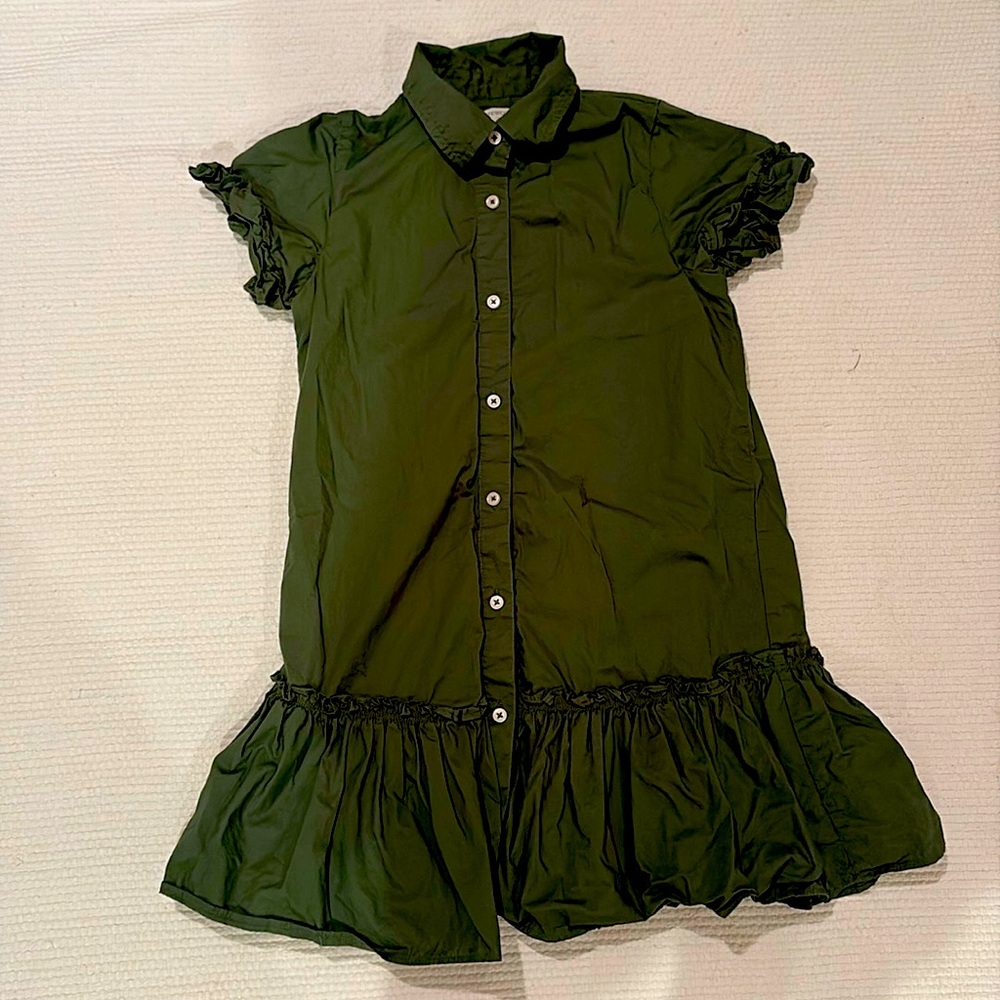 Crewcuts Green Drop-Waist Short Sleeve Dress
